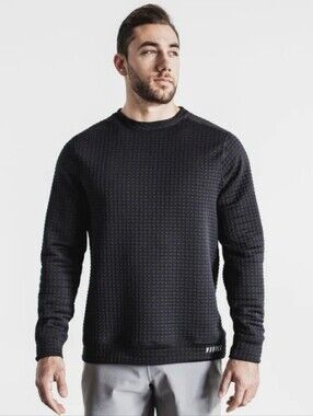 NOBULL Men's Black Quilted Crewneck Pullover Sweater